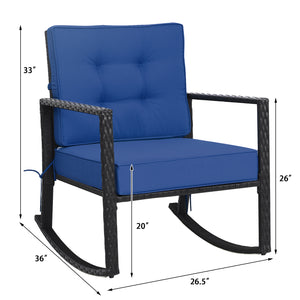 Patio Rattan Rocker Outdoor Glider Rocking Chair Cushion Lawn-Orange