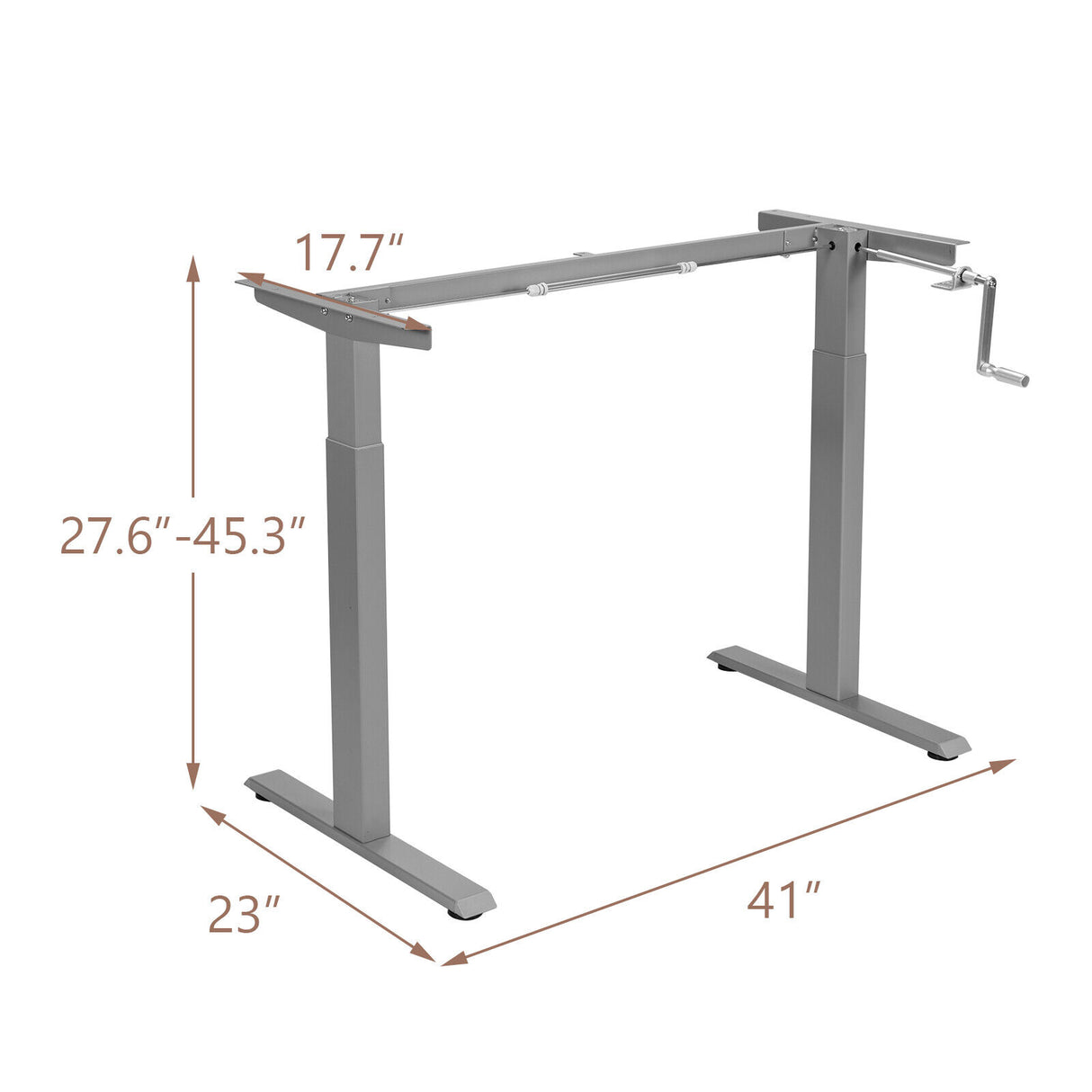 Hand Crank Sit to Stand Desk Frame Height Adjustable Standing Base-Black
