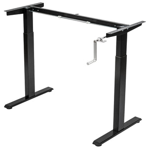 Hand Crank Sit to Stand Desk Frame Height Adjustable Standing Base-Black