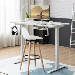 Hand Crank Sit to Stand Desk Frame Height Adjustable Standing Base-Black