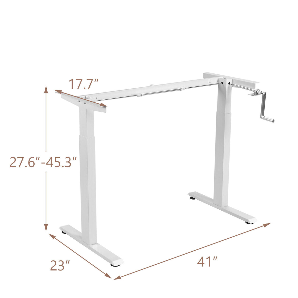 Hand Crank Sit to Stand Desk Frame Height Adjustable Standing Base-White