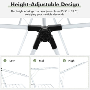 2-Tier Foldable Clothes Drying Rack with Adjustable Gullwing