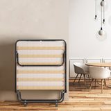 Portable Folding Bed with Memory Foam Mattress and Sturdy Metal Frame Made in Italy-Beige