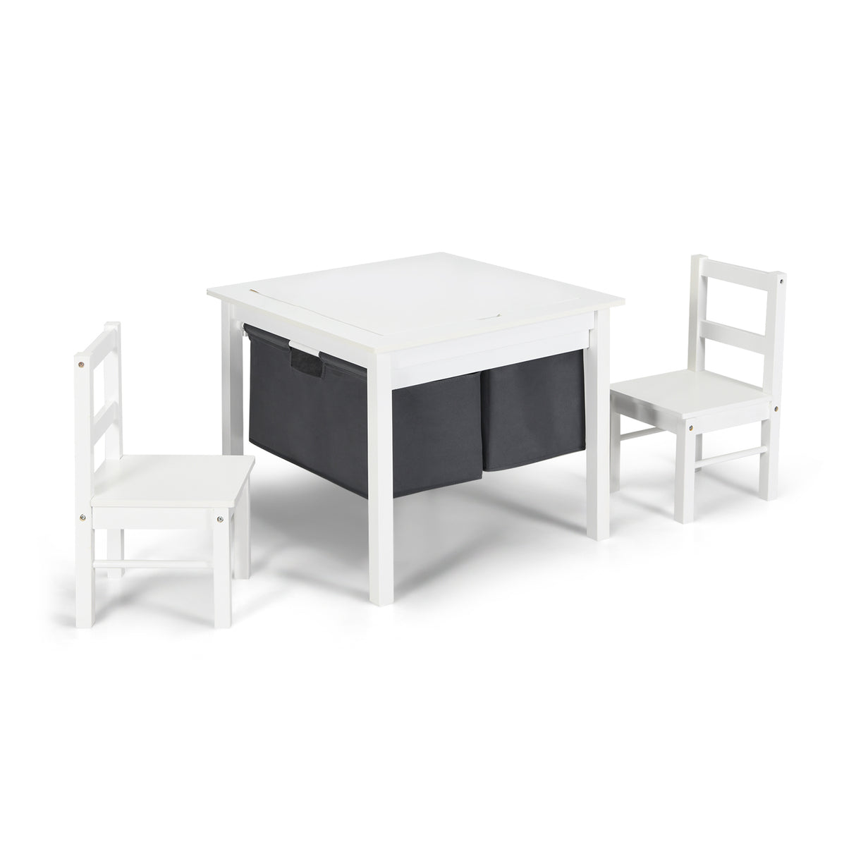 2-in-1 Kids Activity Table and 2 Chairs Set with Storage Building Block Table-Espresso