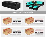 8 Pieces Patio Rattan Storage Table Furniture Set-Off White
