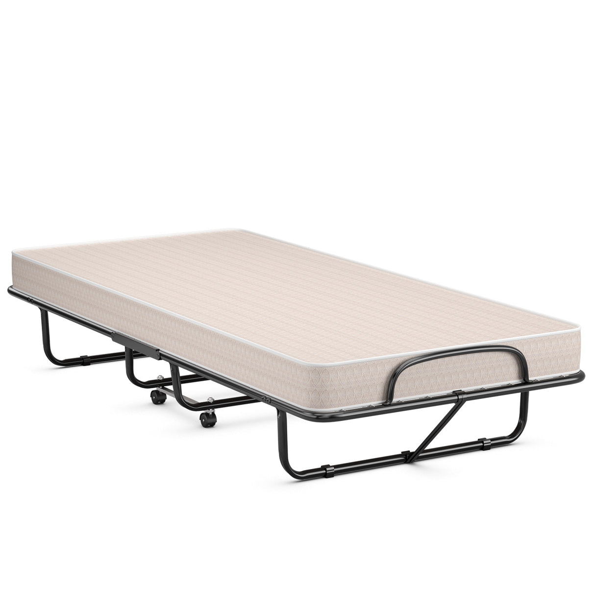 Rollaway Guest Bed with Sturdy Steel Frame and Memory Foam Mattress Made in Italy-Navy