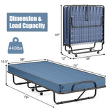 Rollaway Guest Bed with Sturdy Steel Frame and Memory Foam Mattress Made in Italy-Navy