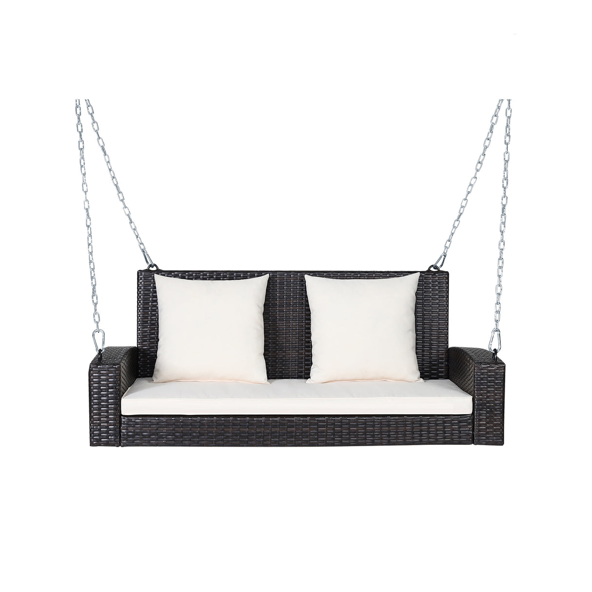 2-Person Patio Rattan Porch Swing with Cushions-Turquoise