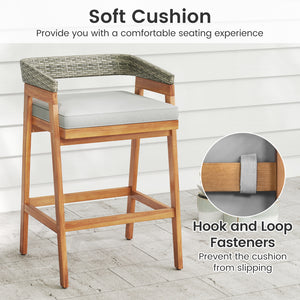 5 Pieces Patio Counter Height Bar Set with 4 Cushioned Barstools