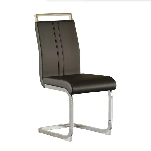 Modern Dining Chairs,PU Faux Leather High Back Upholstered Side Chair With C-shaped Tube Plating Metal Legs For Dining Room Kitchen Vanity Patio Club Guest Office Chair Set Of 2