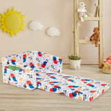 2-in-1 Convertible Kids Sofa with Velvet Fabric-Multicolor