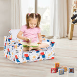 2-in-1 Convertible Kids Sofa with Velvet Fabric-Multicolor