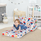 2-in-1 Convertible Kids Sofa with Velvet Fabric-Multicolor