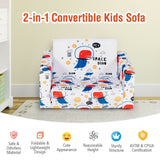 2-in-1 Convertible Kids Sofa with Velvet Fabric-Multicolor