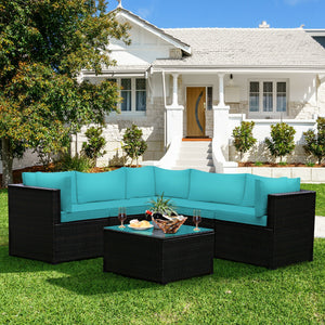 6 Pieces Patio Furniture Sofa Set with Cushions for Outdoor-Navy