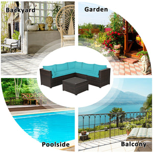 6 Pieces Patio Furniture Sofa Set with Cushions for Outdoor-Navy