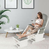 Wood Baby Glider and Ottoman Cushion Set with Padded Armrests for Nursing-Light Gray