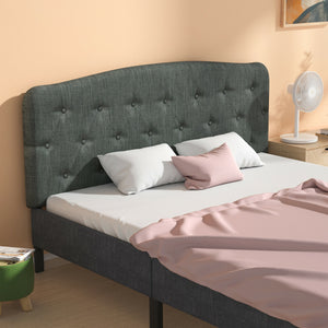 Faux Linen Headboard with Adjustable Heights-Light Gray