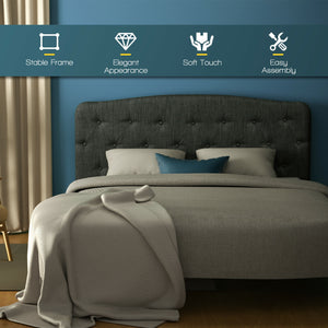 Faux Linen Headboard with Adjustable Heights-Light Gray