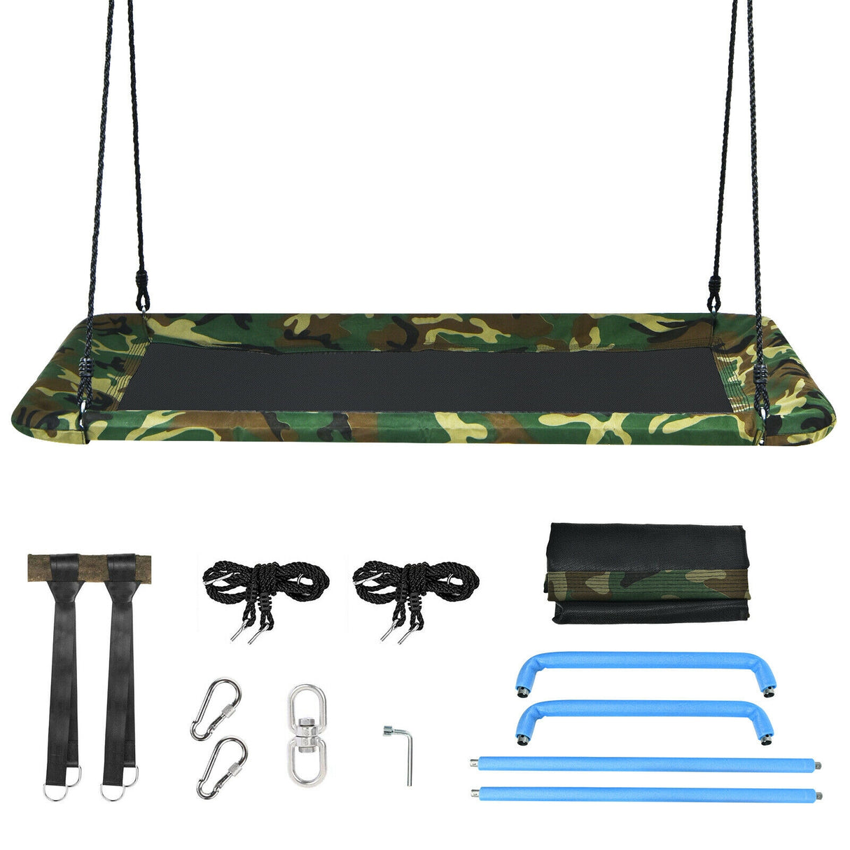 60 Inches Platform Tree Swing Outdoor with  2 Hanging Straps-Multicolor