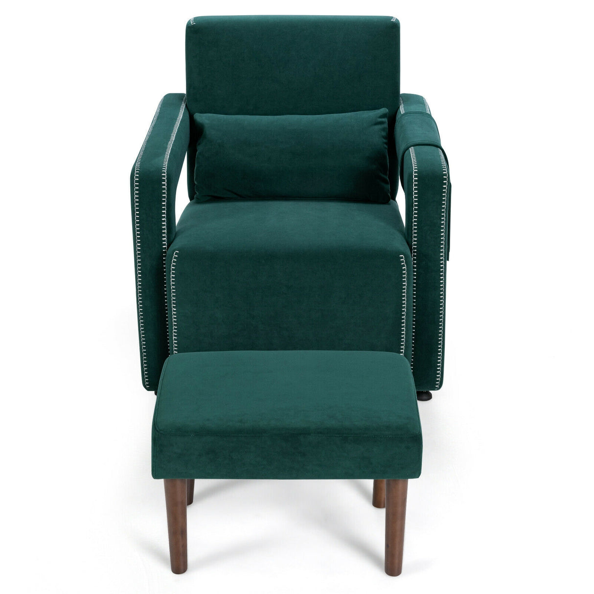 Modern Berber Fleece Single Sofa Chair with Ottoman and Waist Pillow-Blue