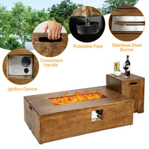 2 Piece Outdoor Propane Fire Pit Table Set