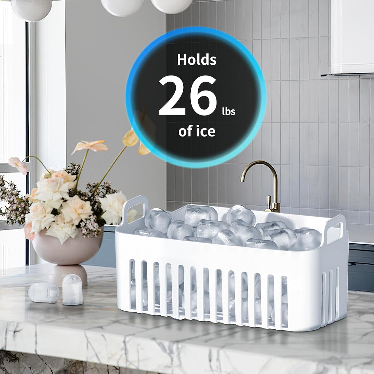 Ice Makers Countertop,26.5Lbs/24H,Self-Cleaning Portable Ice Maker Machine with HandleZ4701