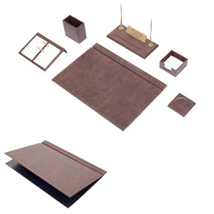 MOOG Leather Desk Set-8 Accessories - Pink - 8 PCS