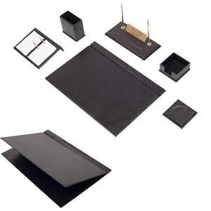 MOOG Leather Desk Set-8 Accessories - Pink - 8 PCS