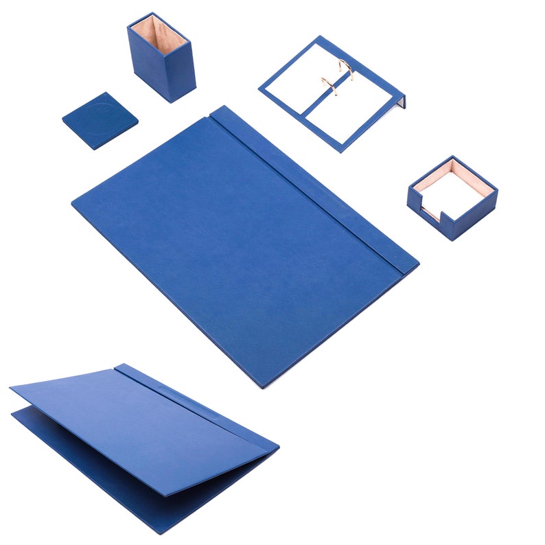 MOOG Leather Desk Set-5 Accessories -Turquoise- 5 PCS