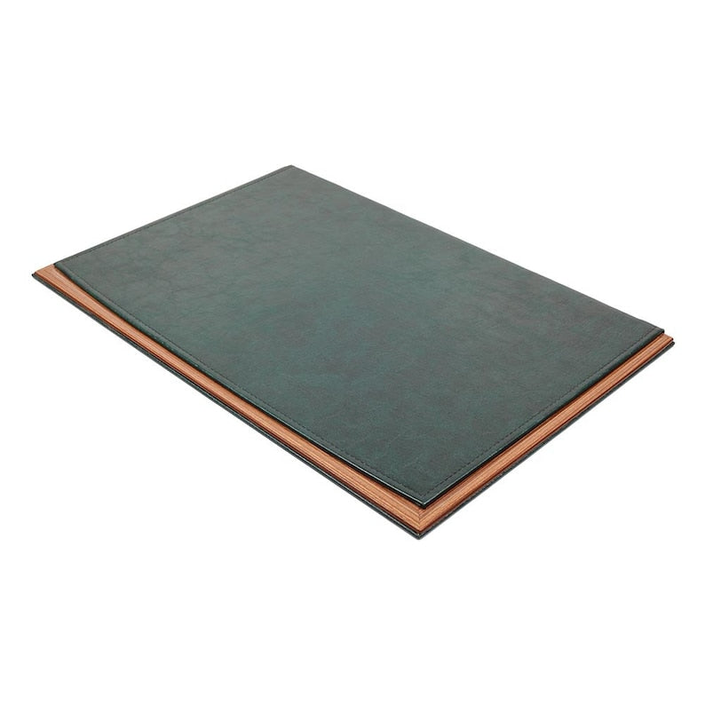 MOOG Leather Desk Pad With Wood Combination - White Leather