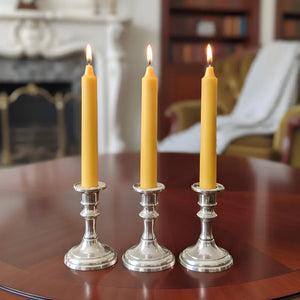 Colonial Beeswax Candle Sticks Straight Sided Set 6inch 8inch 10inch