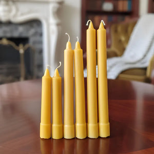 Colonial Beeswax Candle Sticks Straight Sided Set 6inch 8inch 10inch