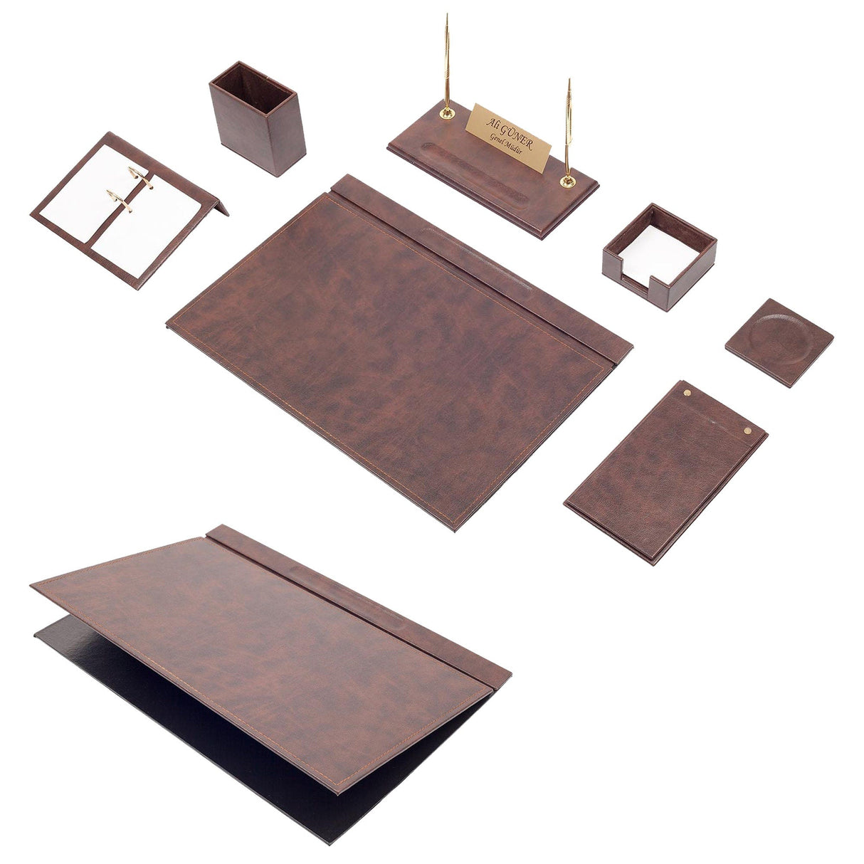 MOOG Leather Desk Set -Red - 9 PCS