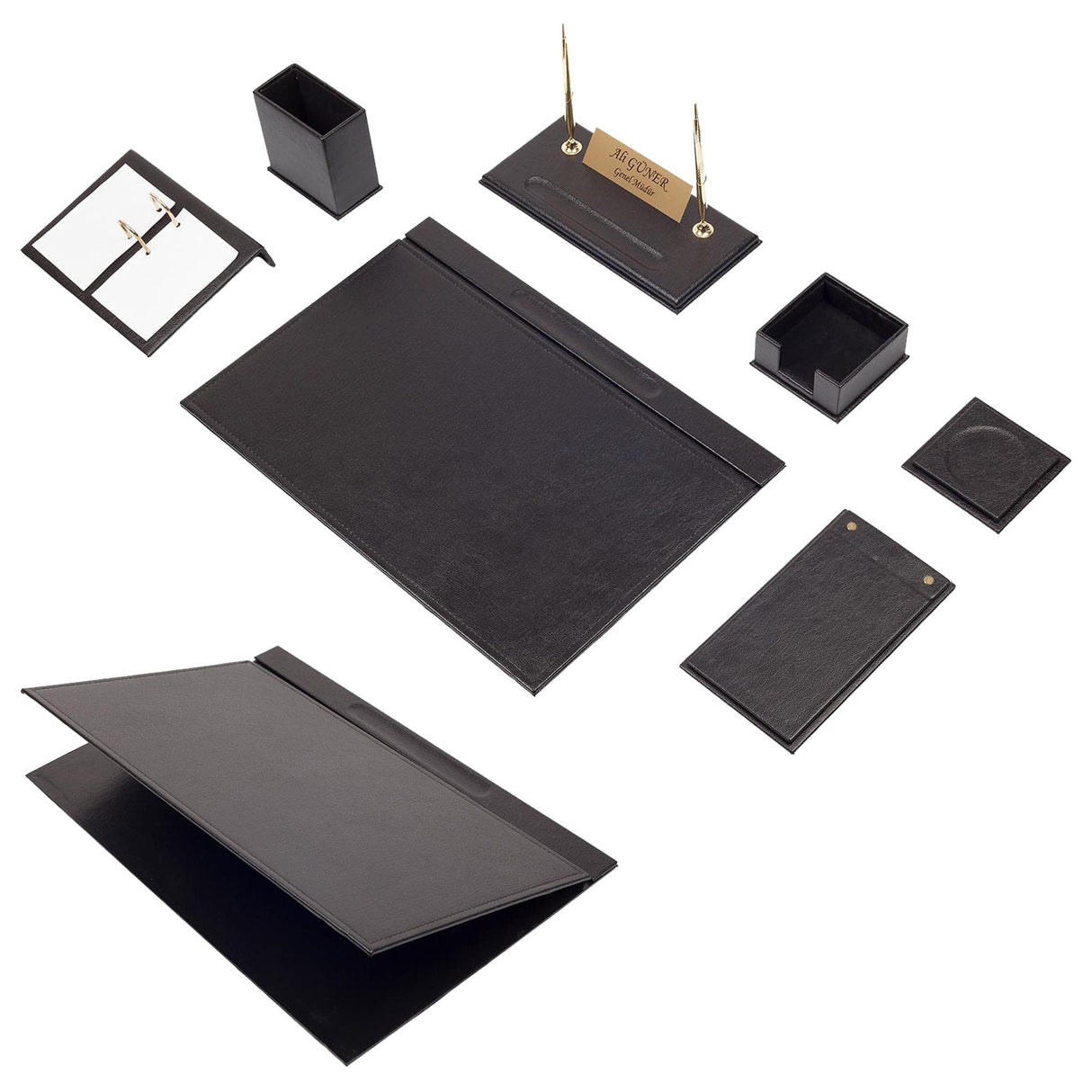 MOOG Leather Desk Set -Red - 9 PCS