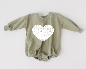 Distressed Heart Sweatshirt Romper - more colors