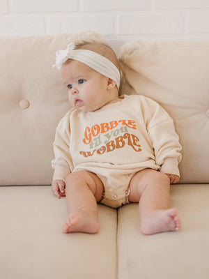 Gobble Til You Wobble Sweatshirt Romper - more colors