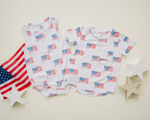 Flag Print Bamboo Romper