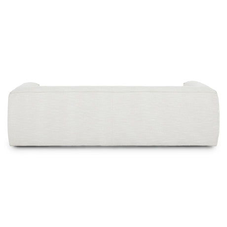 A back view of the Cigar 92" Leather Sofa in Rawhide Tan with a minimalist design. The sofa features a smooth, cushioned surface and rounded edges, set against a plain white background.