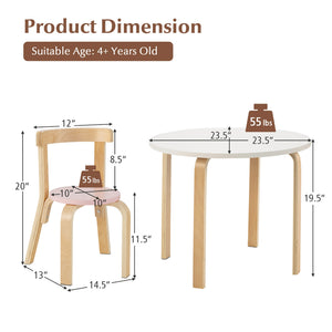 5-Piece Kids Wooden Curved Back Activity Table and Chair Set with Toy Bricks-Gray