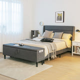 Full/Queen Size Upholstered Platform Bed Frame with Storage Ottoman-Full Size