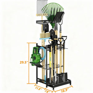 Heavy-Duty Garden Tool Organizer Rack for Garage & Yard
