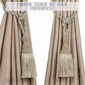 Tassels Curtain Tieback Gold Hanging Ball Braid Rope Holdback Window Drape Room Accessories Curtains Holder Buckle Strap European Style High-Grade Curtains Tieback Rope Tassel Holdbacks