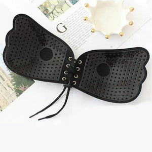 Incredible Strapless Invisible Bra Seamless Push Up Silicone Bras For Women Skin Black Lingerie Drawstring Bralette