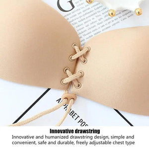 Incredible Strapless Invisible Bra Seamless Push Up Silicone Bras For Women Skin Black Lingerie Drawstring Bralette