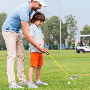Individual Gold Club for Boys and Girls with Fiberglass Shaft and Headcover-Yellow