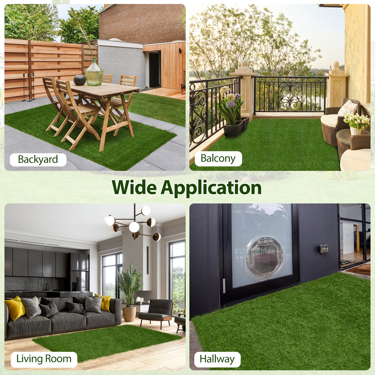 Indoor Outdoor Synthetic Turf Mat with Drainage Holes-S