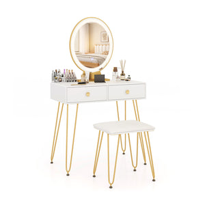 Industrial Makeup Dressing Table with 3 Lighting Modes-Rustic Brown