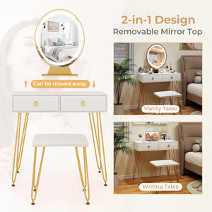 Industrial Makeup Dressing Table with 3 Lighting Modes-Rustic Brown