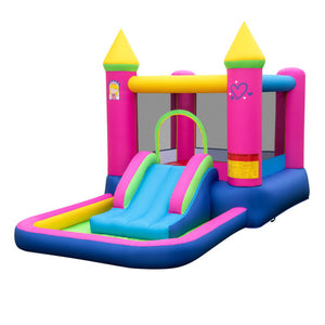 Inflatable Bounce House 4-in-1 Kids Princess-themed Bouncer Blow-up Bouncy Castle